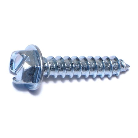 Midwest Fastener Sheet Metal Screw, #14 x 1-1/4 in, Zinc Plated Steel Flange Hex Head Slotted Drive, 100 PK 02958